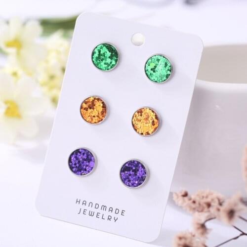 3 Pairs/Lot Shining Sequins Simple Stud Earring Set for Women Teen Girls Halloween Celebration Jewelry Party Accessories 2021