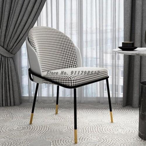 Nordic light luxury dining chair modern minimalist net red backrest makeup chair casual houndstooth dining table chair home rest