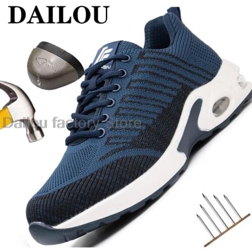 Safety Work Shoes for Men Women Lightweight Work Boots Breathable Steel Toe Sneakers Shoes Indestructible Construction Shoes