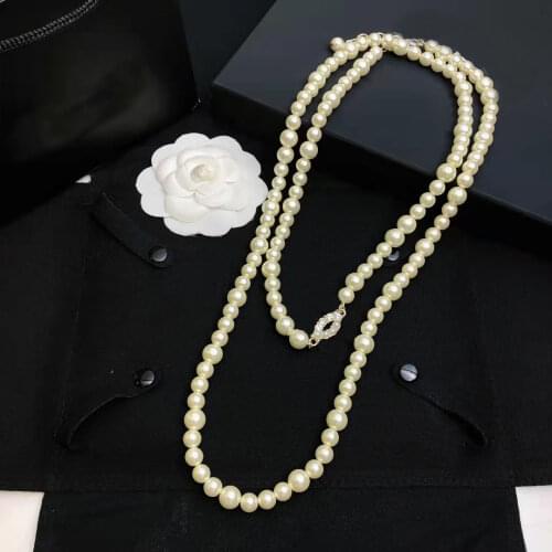 2020 Brand Fashion Jewelry Women Vintage Pearls Chain layer Chain Necklace Party Fine Fashion brand name Jewelry