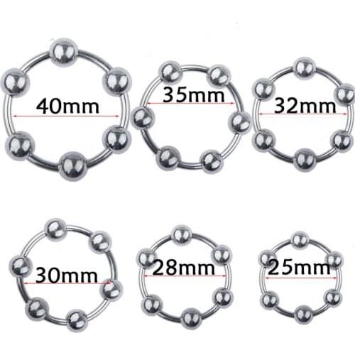 25/28/30/35/40mm Metal Penis Ring With 4 Beads Cock ring Sex toys for Men Glans Exercise Tool Meal Male Sexual delay Dick Ring