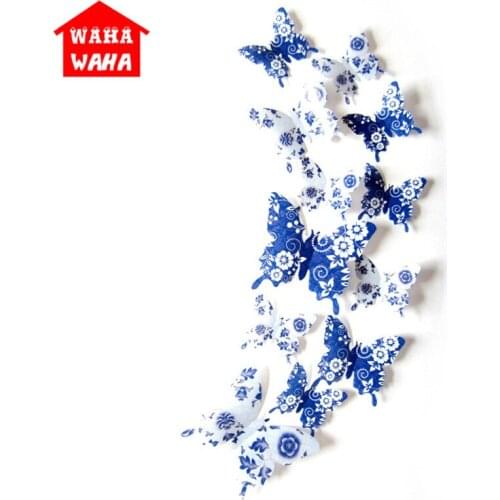 4colores 3D PVC Butterfly Wall Stickers Home Decor TV Wall Stickers Kitchen Wall Sticker Butterfly Wall Decals for Kids Room