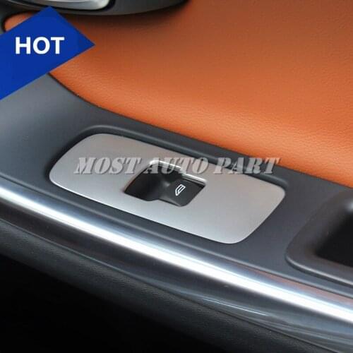 Stainless Car Door Window Button Frame Trim Cover 4pcs For VOLVO V60 2012-2017 Car accesories interior Car decoration