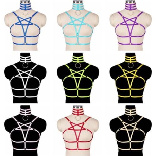 Collar Accessories Pentagram Harness For Women Exotic Costumes Sexy Lingerie Bondage Garters Straps Goth Erotic Festival Rave