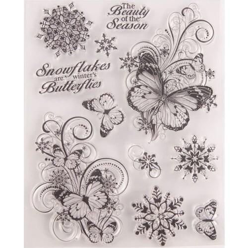 Butterfly Flower Clear Stamps Transparent Silicone Stamp for DIY Scrapbooking Paper Card Craft Tools