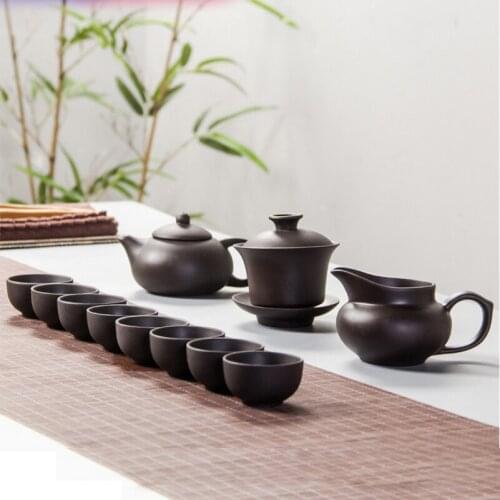 11 pcs tips Purple clay Tea Set With Bowl cover Justice Cup teapot Set Gift set