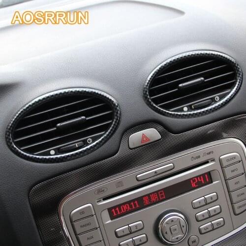 AOSRRUN For Ford focus 2 MK2 2005-2010 Carbon Fiber style Air-conditioning outlet Covers auto car accessories Car-Styling