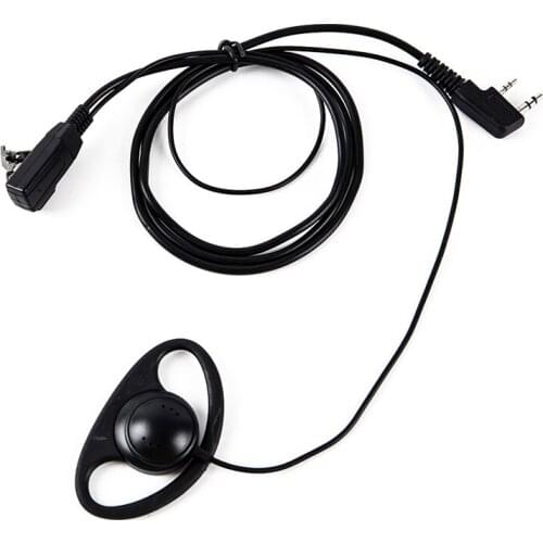 D Shape Ear Hook Earpiece 2Pin PTT With Mic Headset for UV-5R BF Walkie Talkie