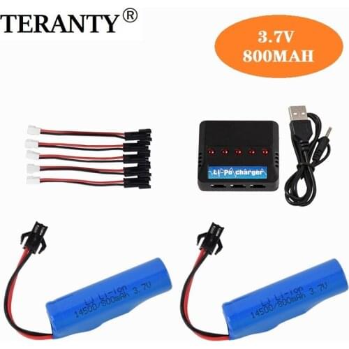 For JJRC C2 D828 RC Car Parts 14500 SM-2P 3.7v 800mah Lipo Battery with charger For RC Stunt Dump Car Battery Toys Accessories