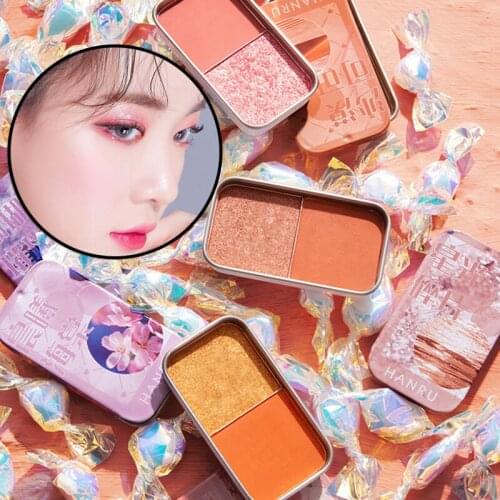 Two-Color Eyeshadow Tin Box Disc Pearl Sequins Matte High Brightness Powder Disc Compact and Portable Makeup Eyeshadow Cosmetics