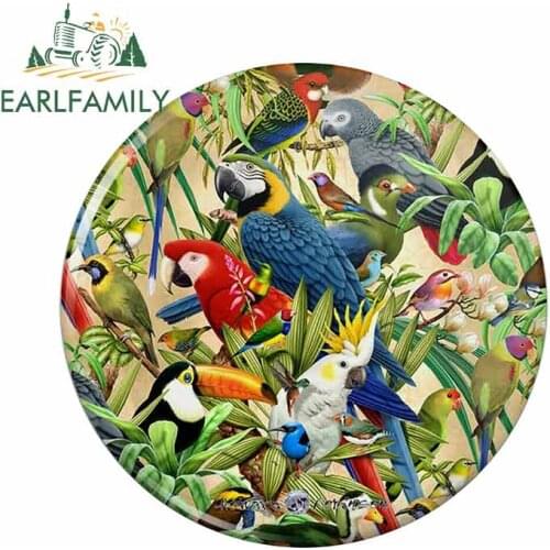 EARLFAMILY 13cm x 13cm For Parrot Vinyl Graphic Decal Campervan Car Stickers DIY Fashion Pull Flower Occlusion Scratch Decor