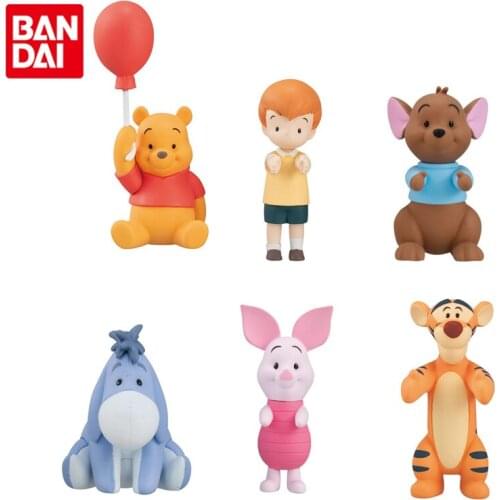 Bandai Genuine Gashapon Disney WINNIE THE PONE Line Up Dolls Pooh Bear Tiger Roo Piglet Eeyore Anime Action Figures Gacha Toys