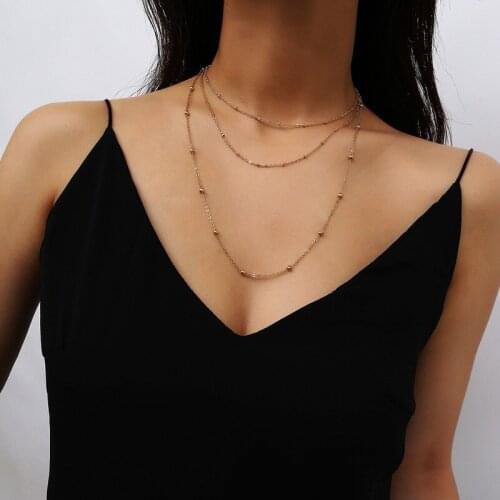 HebeDeer Choker Trendy Girl Necklace Multilayer Chain Women Rose Gold Color Bohemia Necklaces Jewelry Lovers Kpop Collier