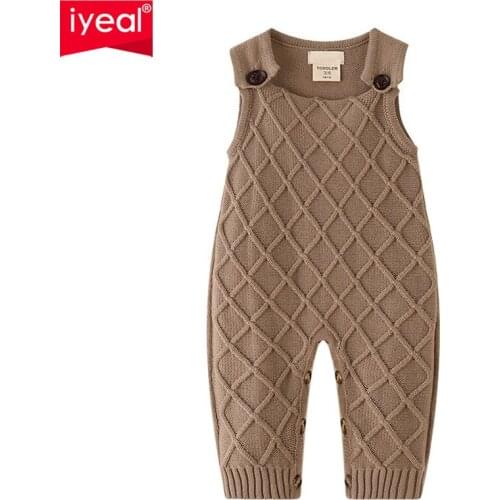 IYEAL Newborn Baby Girl Knit Overalls Toddler Boys Knitted Clothes Sleeveless Children Infant Toddler Winter Clothes