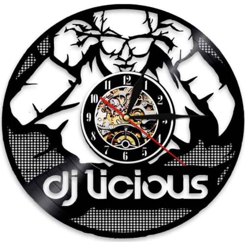 Keep Calm I'm DJ Vinyl Record Wall Clock Rock n Roll Music Lovers Wall Watch DJ Liciours Club Party Bar Sign Time Clocks DJ Gift