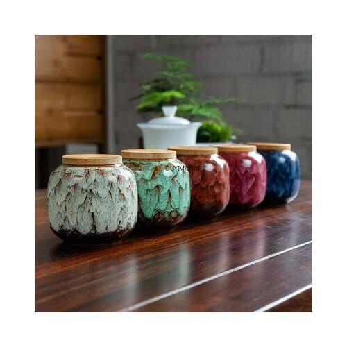 Ceramic Kitchen Seasoning Box Retro Fission Color Tea Caddies Food Containers Travel Coffee Storage Bottle Porcelain Spice Jar