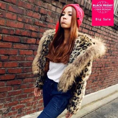 Leopard fur coat hooded faux fur coat Fashion thicken warm faux fur jacket 2018 autumn and winter womens clothing outwear L1389
