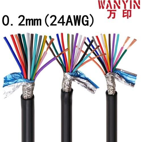 Multi-core shielded cable RVVP 24AWG 0.2mm 2/3/4/5/6/7/8/10/12/14/16/20 anti-interference control line inverter and signal line
