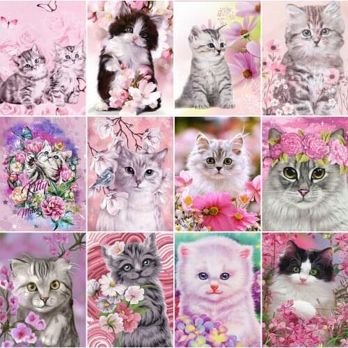 MomoArt Cat Diamond Painting Cross Stitch Kits Diamond Embroidery Animal Full Drill Square Mosaic Needlework Decor For Home