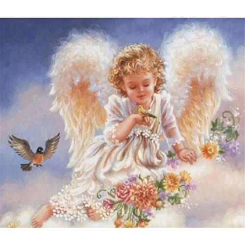 Angel Cartoon DIY 11CT Cross Stitch Embroidery Kits Needlework Craft Set Cotton Thread Printed Canvas Home Dropshipping