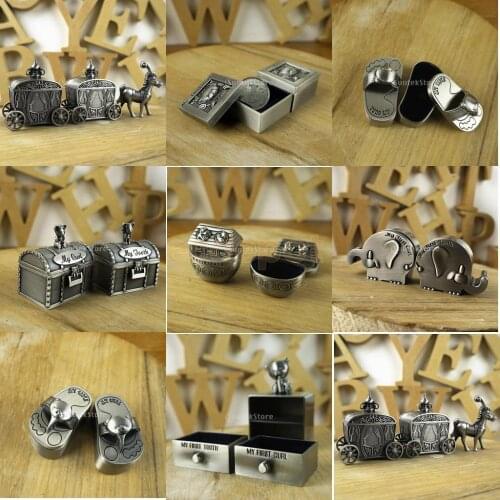 My First Tooth & Curl Silver Trinket Box Set Keepsake Baby Shower Boy Girl Gift