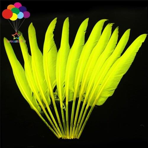 Natural 35-40CM Goose Back Feather Dyeing Glow Yellow DIY Craft Ornament Pen Accessories Feather
