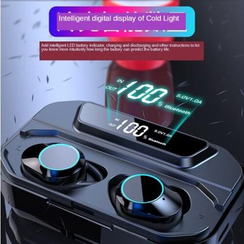 TWS Bluetooth Headset 5.0 Touch Dual-Pass Digital Display Noise Reduction Sports Level 7 Waterproof Voice Control