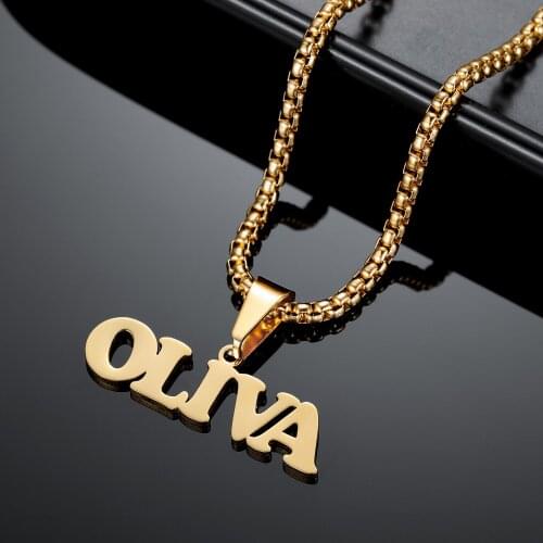 Custom Name Necklaces For Women Personalized Chain Nameplate Charm Pendant Men Jewelry 18K Gold-plated Stainless Steel Not fade