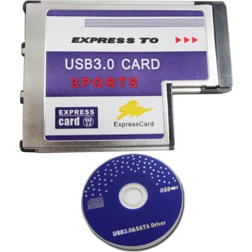 3Port Hidden Inside USB3.0 to Expresscard Express Card 54 54mm Expresscard Laptop Adapter Converter FRESCO LOGIC Chipset FL1100