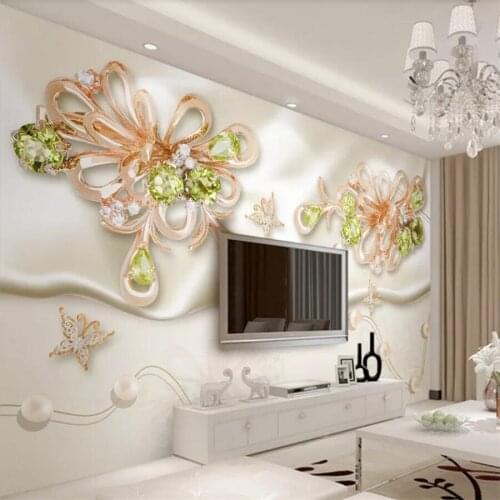 Custom wallpaper fresh ornate 3d papel de parede jewelry silk diamond mural TV background wall decorative painting 3d wallpaper