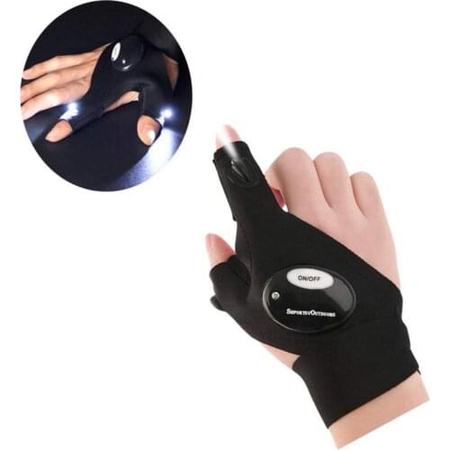 Practical Durable Fishing Glove Comfortable Breathable Night Waterproof Fishing Glove With High Bright LED Light Rescue Tools