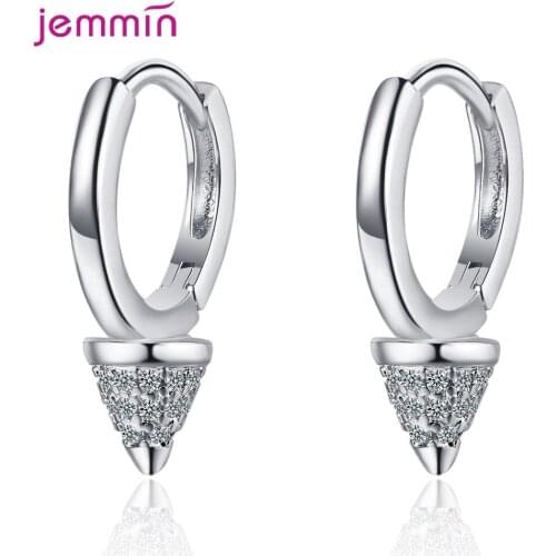 925 Sterling Silver Hoop Earrings Huggies For Women Men Hip Hop Round Earrings Cone Spike Pendant Loops Earring Luxury Jewelry