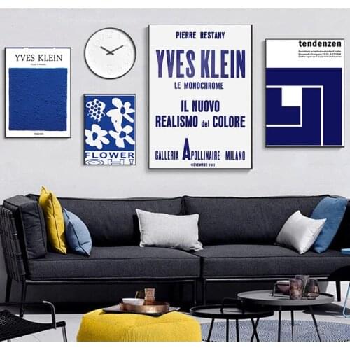 Nordic Minimalism Abstract Blue Canvas Painting Wall Art Nordic Posters and Prints Wall Pictures for Living Room Decoration