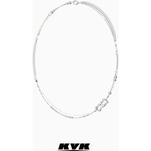 KVK2021 new white jade abstract elements combination long necklace light luxury niche design advanced sense collarbone necklace