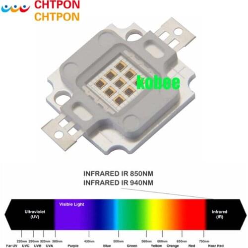 10W LED IR 730Nm 850Nm 940Nm COB Infrared Radiation Bulbs Detect Sensor Laser FlashlightHigh Power