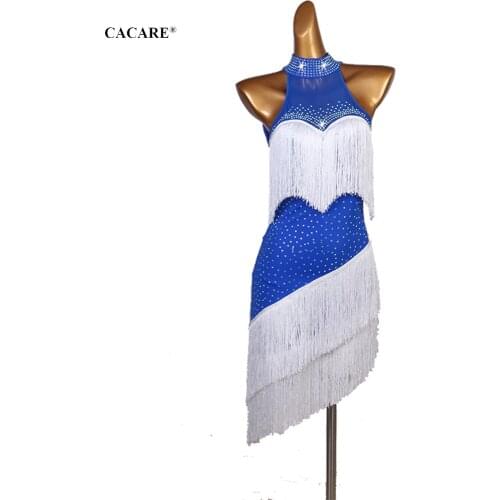 Latin Dance Competition Dancing Dresses Latin Dance Dress Fringe Women Girls Salsa D0493 CACARE Irregular Tassels Hem