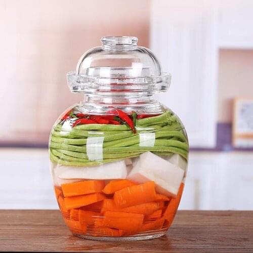 Creative Glass Kimchi Jar Thicken Transparent Korean Pickle Jars Vegetables Pickling Pickled Container Water Seal Storage Bottle