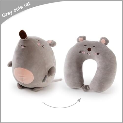 Foam Particle U-Shaped Pillow Cute Animal Dual Purpose Pillow Car Airplane Travel Nap Relax Bedding Cervical Protection подушка