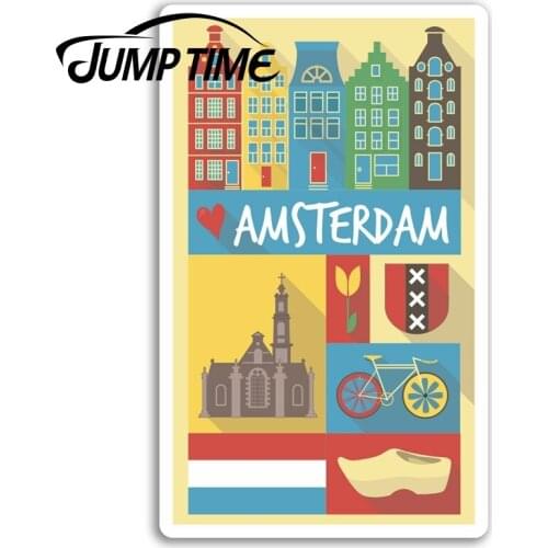 Jump Time for Amsterdam Vinyl Stickers Travel City Sticker Laptop Luggage Waterproof Accessories Bumper Car Decal