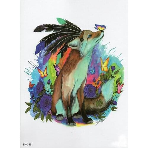 Waterproof Temporary Tattoo Sticker Samll Arm Sleeve Tattoo Fox Animal Full Flower Tatoo Body Art Tattoo