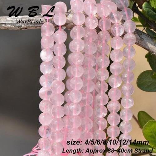 WBL 4 6mm 8mm 10mm 12mm Natural Stone 5A Ice Pink Crystal Beads Round Loose Beads For DIY Bracelet Jewelry Making