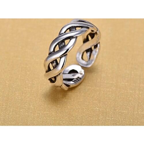 925 Sterling Silver Open Rings For Women Original Handmade Sterling Silver Winding Twist Hollow Rings Jewelry