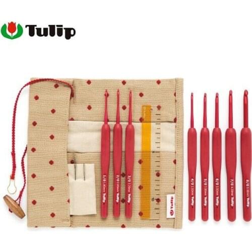 1 Set Japan Red Tulip ETIMO Brand Crochet Hook Aluminum Resin Knitting Needles Original authentic Imported from Japan 1.8-5mm