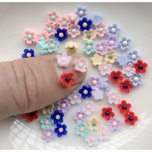 100pcs/Lot, 6mm Colors AB Flat Back Flower Rhinestone Resin stick On Stones -Z130
