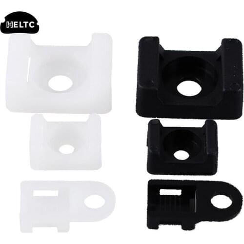 100PCs Cable Tie Mount Wire Buddle Saddle Type Plastic Holder White Black