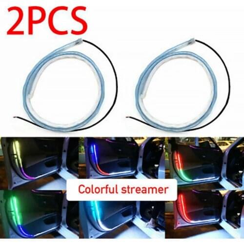 120CM RGB Car LED Door Warning Light Colorful Flashing Door Anti-Collision Light Car Door Streamer Light Bar