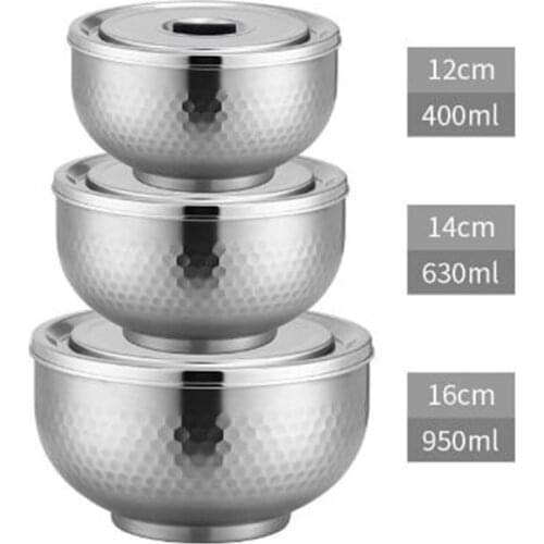 3Pcs/Set Stainless Steel Salad Bowl With Lid Kitchen Egg Nesting Mixing Bowl For Cooking Baking Vegetable Food Storage Container