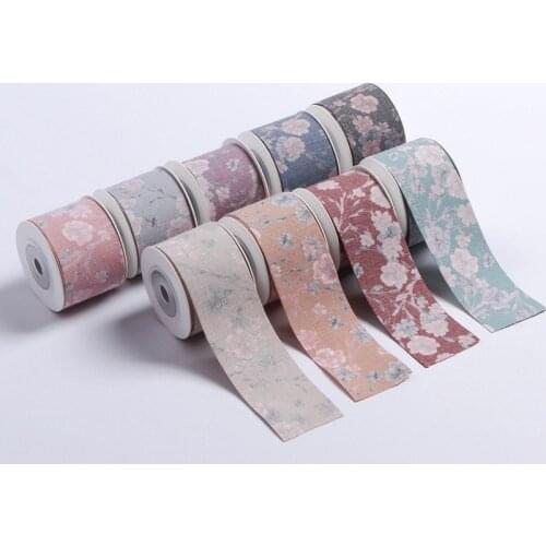 5 yards Vintage Flower Printed Ribbon DIY Bow Hair Accessories Clothing Decoration Trim Gift Bouquet Packaing Material