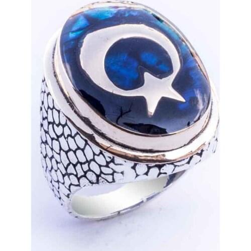 925 sterling Silver Moon Star With the Large Cabochons Ring