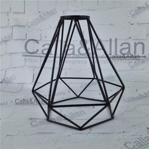 Free shipping M42 hole lamp shade 200mmX210mm large iron diamond cage edison lamp shade DIY black iron house shade for lighting